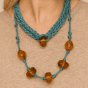Amber Crystal & Braided Rope Necklace