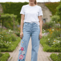 embrodiered jeans pants