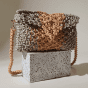 Handmade Two-Tone Macram&eacute; Women&rsquo;s Shoulder Bag in Taupe and Soft Orange