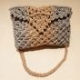Handmade Two-Tone Macram&eacute; Women&rsquo;s Shoulder Bag in Taupe and Soft Orange