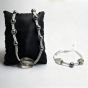 Silver Silk & Hematite Bead Necklace and Bracelet