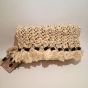 Macrame and linen Clutch - Cream 