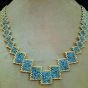 Turquoise rectangular necklace set made of Miyuki beads