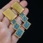 Turquoise rectangular necklace set made of Miyuki beads