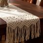 Linen and macrame table runner 160 x 40 cm - PURE