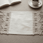 Linen and macrame placemat 45 x 30 cm set of 6 - PURE