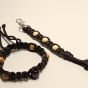 Brown Macrame Set - Matching Wooden Bead Bracelet and Keyring