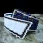 Two-tone blue and white gradient design bracelet made of Miyuki beads