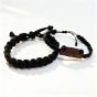 Black square knot polyester cord bracelet Set of 2