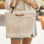 Linen and macrame tote bag