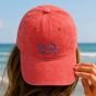 Hand-embroidered denim cap