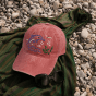 Hand-embroidered denim cap