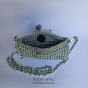 Clutch macrame silver and light blue polyester cord