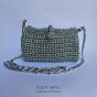 Clutch macrame silver and light blue polyester cord