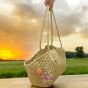 Raffia bag with square shape