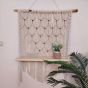 Macrame wall hanging with shelf 