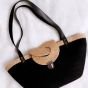 Jute and leather shoulder bag black 