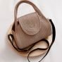  Cotton rope eco-friendly cross body bag with leather handles beige 