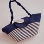  Cotton rope eco-friendly beach bag off-white and blue 