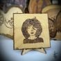 Girl with Curly Hair - Hand-burned Square