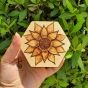 Sunflower - Hand-Burned Hexagon Wooden Box