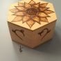Sunflower - Hand-Burned Hexagon Wooden Box