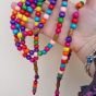Rosary made of 99 wood grains, cheerful colors