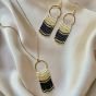 Fringe Earrings ( SET ) Black x Gold 