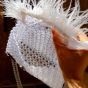Crystal clear bag with feathers and fixed handle