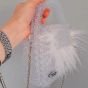 Crystal clear bag with feathers and fixed handle