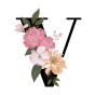 floral letter V sticker 