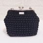Crochet evening bag with metal frame