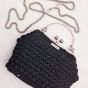 Crochet evening bag with metal frame