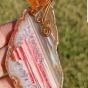 Agate pendant with a carnilian flower and red copper🧡🩷🤎