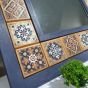 Modern wooden tableau (Moroccan tile style) with a mirror