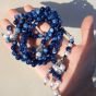 Rosary 99 beads, navy blue with a tulle