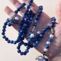 Rosary 99 beads, navy blue with a tulle