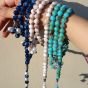 Rosary 99 beads, navy blue with a tulle