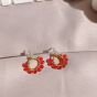 Copper earring with red crystal beads