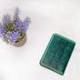 Natural leather card wallet, green color