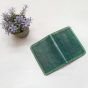 Natural leather card wallet, green color