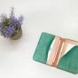 Natural leather card wallet, green color