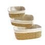 Set of Rectangular Storage Baskets Handcrafted from Natural Rush Plant – Eco-friendly Baskets with Inner Lining, Perfect  in 3 Different Sizes (20-25-30 cm).