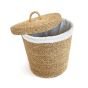 Laundry Basket Made from Natural Seagrass with Removable Fabric Lining – A Modern and Lightweight Design, Perfect for Organizing Laundry at Home.