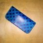 Navy blue wallet, genuine leather, hand-painted