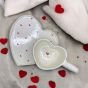 Handmade heart porcelain mug and plate